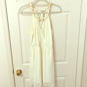 White golden trim dress with pockets
